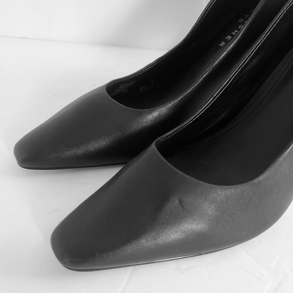 MARC FISHER Women’s Yalina Black LEATHER Pump Chunky Block Heel Shoes Size 9 NEW - Picture 9 of 10